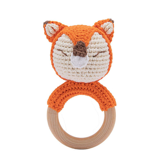 Sleeping Fox Crochet Teether & Rattler